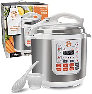 MasterChef 13-in-1 Pressure Cooker- 6 QT Electric Digital Instant MultiPot w 13 Programmable Functions- High and Low Pressure Cooking Options, LED Display, Delay Timer and Non-stick Pot