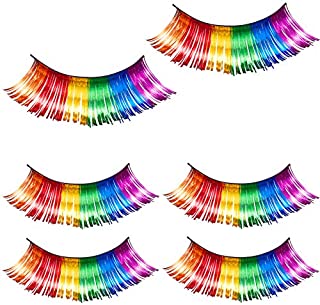 Blulu 3 Pairs Rainbow Eyelashes Flashy Tinsel Party Clown Eyelashes Halloween Accessories for Stage Cosplay Supplies