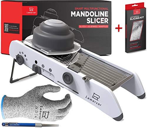 Ultra Sharp ADJUSTABLE MANDOLINE SLICER cutter chopper and grater 18 in 1 VEGETABLE slicer mandolin FRUIT slicer waffle FRY cutter PROFESSIONAL mandoline FOOD SLICER WITH cut GLOVES & SHARPENER 3 itm