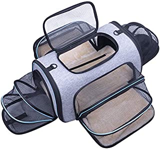 Siivton Airline Approved Pet Carrier, Soft Sided Pet Travel Carrier 4 Sides Expandable Cat Carrier with Fleece Pad for Cats, Puppy and Small Dogs