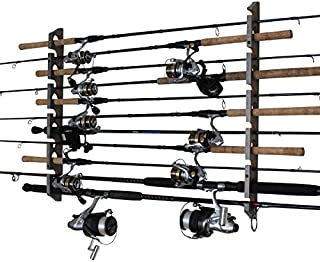 Rush Creek Creations 11 Fishing Rod Storage Wall, Ceiling, or Garage Mount Rack, Barn Wood