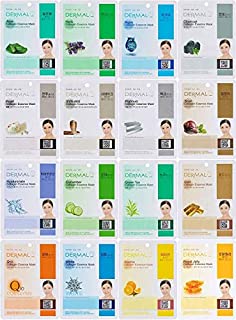 Dermal Korea Collagen Essence Full Face Facial Mask Sheet Combo Pack (16 Pack)