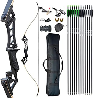 D&Q 58'' Archery Recurve Bow and Arrow Set for Adults Beginners, Aluminum Alloy Takedown Recurve Bow for Right Hand Archery Hunting Training Practice (30-70lb)