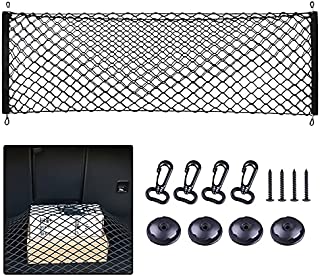 Storage Net for Car Trunk, Automotive Super Duty Cargo Net for Truck Bed Streches, Elastic Nylon Mesh Universal Rear Car Organizer Net with Hooks, Tail Box Net Pocket for SUV(43 x 23 )