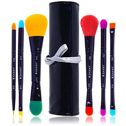 SHANY LUNA 6 PC Double Sided Travel Brush Set with Pouch - Synthetic