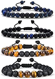 Teacher Gifts for Mens Bracelet Beads - Natural Black Lava Rock Stone Mens Anxiety Bracelets, Adjustable Aromatherapy Essential Oil Diffuser Healing Bracelet Gifts for Male Teacher End of Year Gifts