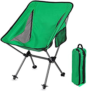 Portable Camping Backpacking Chair Ultralight Lightweight Folding Collapsible Camp Chairs with Carry Bag 300 Lbs Capacity Compact for Adults Outdoor Camp, Travel, Beach, Picnic, Hiking