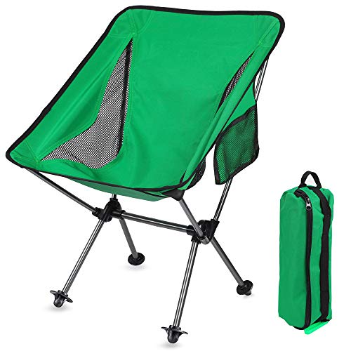 Portable Camping Backpacking Chair Ultralight Lightweight Folding Collapsible Camp Chairs with Carry Bag 300 Lbs Capacity Compact for Adults Outdoor Camp, Travel, Beach, Picnic, Hiking