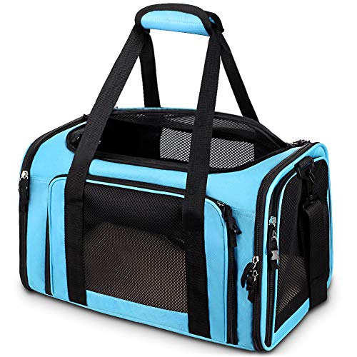 Comsmart Cat Carrier, Pet Carrier Airline Approved Pet Carrier Bag Collapsible 15 Lbs Dog Carrier for Small Medium Cats Dogs Puppies Kitten - Blue