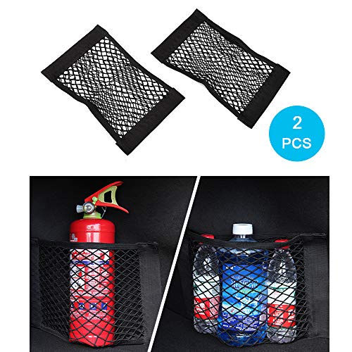 MCARCAR KIT 2pcs Automotive Storage Nets Mesh Cargo Net Universal Trunk Organizer Net Rear Seat Nylon Car Storage Net Wall Sticker Organizer Pouch Bag Storage Mesh Net for Car Trunk Storage