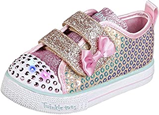 Skechers baby girls Twinkle Toes - Shuffle Lite Mini Mermaid 20063n (Toddler/Little Kid) Sneaker, Gold, 9 Toddler US