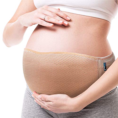 Pregnancy Belly Support Band - Maternity Belly Band for Pregnant Women - Maternity Belt for Lower Back Support - Belly Bandit to Relieve Pelvic and Back Pain - Keenhealth - Size Medium (Beige)