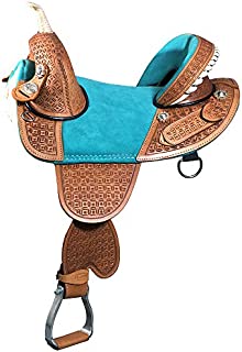 HILASON 15 in Western Horse Barrel Saddle Treeless American Leather Oiled