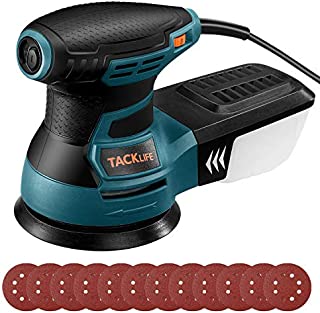 TACKLIFE Random Orbit Sander 6000-13,000 RPM, 5-Inch Electric Sander with 6 Variable Speed, High Performance Dust Collection System, 12 Pcs Sandpapers, Blue, Sander for Woodworking PRS01AS