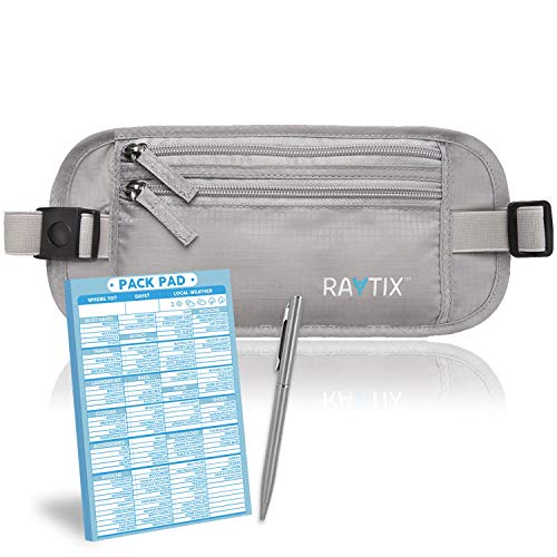 Travel Money Belt With RFID Transmissions Secure, Hidden Travel Wallet (Grey)