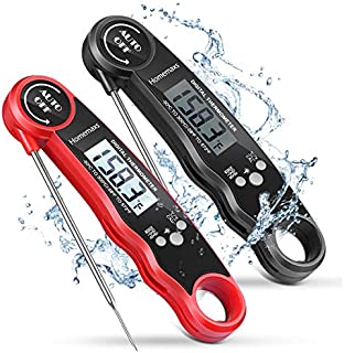 Homemaxs Instant Read Meat Thermometer 2Pack, Waterproof Ultra Fast Digital Meat Thermometer , Meat Thermometer with Backlight & Ambidextrous Display for Grill Cooking Oil Deep Try Food Thermometer