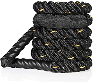 FREEWISE Battle Rope 1.0 Inch Heavy jump Battle Exercise Training Rope 9.8ft10.5ft Length Workout Rope 100% Dacron Fitness Rope for Strength Training Home Gym Outdoor Cardio Workout