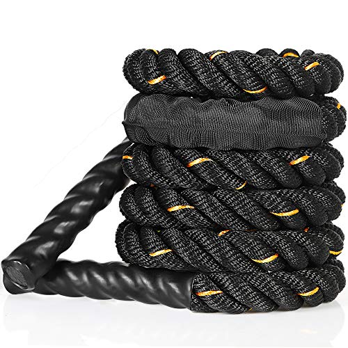 FREEWISE Battle Rope 1.0 Inch Heavy jump Battle Exercise Training Rope 9.8ft10.5ft Length Workout Rope 100% Dacron Fitness Rope for Strength Training Home Gym Outdoor Cardio Workout