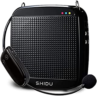 Wireless Voice Amplifier,SHIDU Wireless Voice Amplifier UHF 18W Portable Rechargeable PA System Loudspeaker with Wireless Microphone Headset for Teachers,Singing,Fitness Instructors,Yoga,Tour Guides
