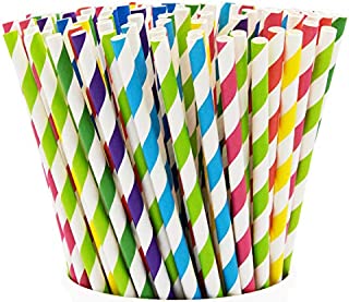 Paper Drinking Straws [200 Pack] 100% Biodegradable - Assorted Colors