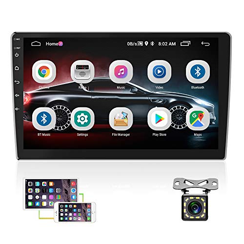2021 New 10 Inch Android Car Radio Double Din Car Stereo System Touchscreen Head Unit with Bluetooth+FM +GPS+WiFi Mirror Link for iOS/Android with Dual USB Input + Backup Camera