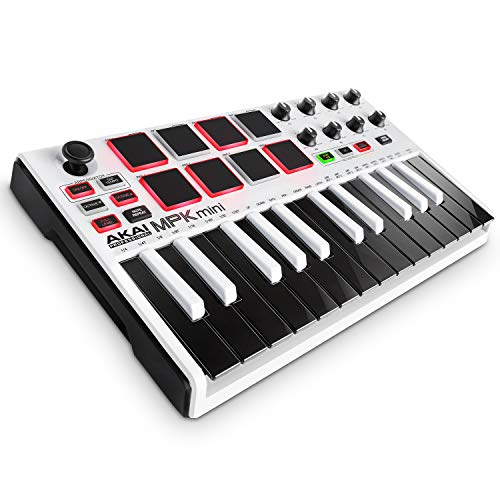 Akai Professional MPK Mini MKII | 25 Key USB MIDI Keyboard Controller With 8 Drum Pads and Pro Software Suite Included  Limited Edition White Finish