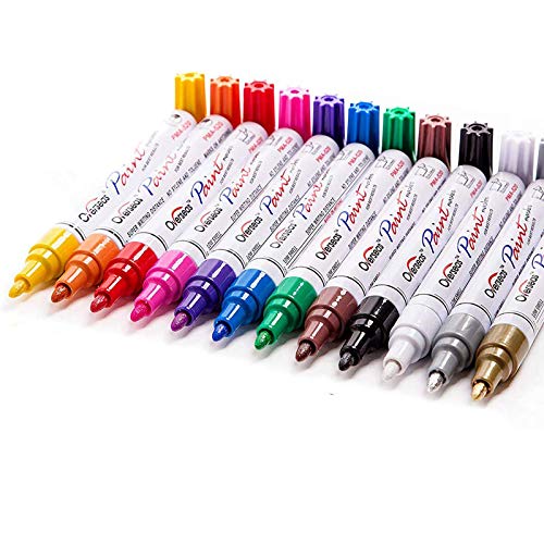 Paint Pens Paint Markers on Almost Anything Never Fade Quick Dry and Permanent, Oil-Based Waterproof Paint Marker Pen Set for Rocks Painting, Wood, Fabric, Plastic, Canvas, Glass, Mugs, DIY Craft