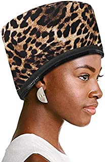 VICARKO Hair Steamer Thermal Heat Cap Deep Conditioning Natural Black Hair Scalp Treatment Spa Hot Head Care Electric for Home Use Animal Print