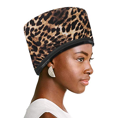 VICARKO Hair Steamer Thermal Heat Cap Deep Conditioning Natural Black Hair Scalp Treatment Spa Hot Head Care Electric for Home Use Animal Print