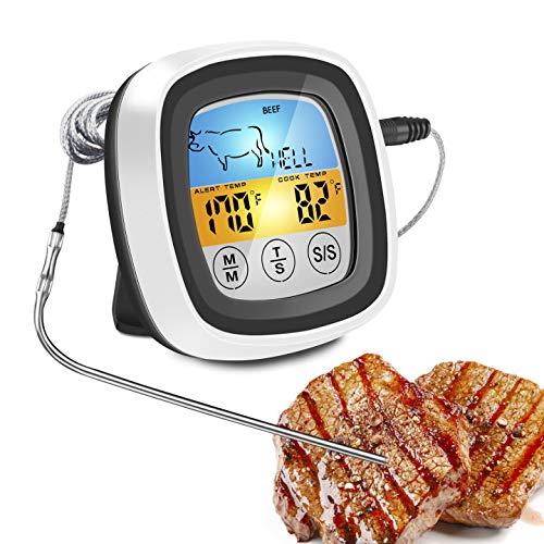 Meat Thermometer | Digital Instant Read Food Thermometer | Grill, Smoker, BBQ, Kitchen, Oven, Candy Thermometer for Cooking, Grilling, Smoking with 2 Temperature Probe & Touch Screen LCD Display