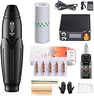 Hawink Rotary Tattoo Machine Kit Professional Tattoo Pen RCA Connected for Tattoo Artist Corn Black EK136-1