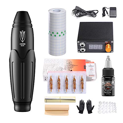 Hawink Rotary Tattoo Machine Kit Professional Tattoo Pen RCA Connected for Tattoo Artist Corn Black EK136-1