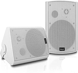 Outdoor Wall-Mount Patio Stereo Speaker - Waterproof Bluetooth Wireless & No Amplifier Needed - Portable Electric Theater Sound Surround System for Home Party Cabinet Enclosure- Pyle PDWR61BTWT White