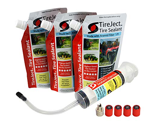 Lawn Mower Tire Sealant - Flat Tire Protection Kit with Sealant Injector