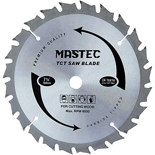 Framing Saw Blade Circular 7-1/4-Inch 24 Tooth with ATB Carbide and 5/8-Inch Diamond Knockout Arbor