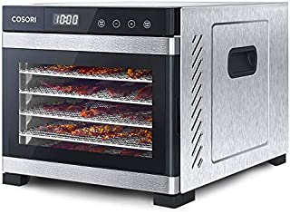 COSORI Premium Food Dehydrator Machine(50 Free Recipes), 6 Stainless Steel Trays with Digital Timer and Temperature Control for Beef,Jerky,Fruit,Dog Treats,Herbs,ETL Listed/FDA Compliant