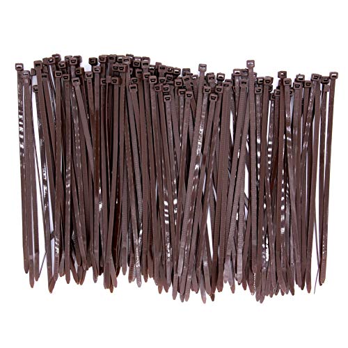 Upgrade 150 Pieces Wide Strong 8 Inch Dark Brown Cable Zip Ties, Heavy Duty 50 LBS Handheld Typical Zip Ties for Fence Fastener, Wood Brown Color Plant Gardening Tools, UV Resistant Outdoor Use