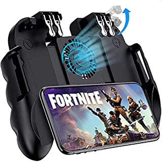 Mobile Game Controller with Cooling Fan/Phone Holder, Phone Gamepad for PUBG/Fortnite/Call of Duty, Tomoda L1R1 Mobile Triggers for 4.7-6.5 iOS Android Phones