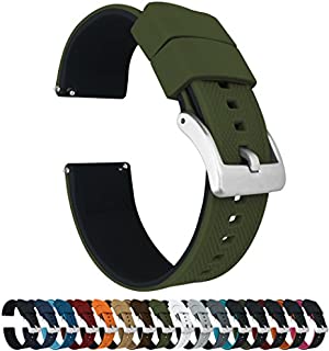 19mm Army Green/Black - Barton Elite Silicone Watch Bands - Quick Release - Choose Strap Color & Width