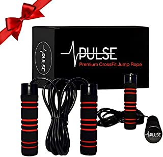 Weighted Jump Rope by Pulse (1LB) with Memory Foam Handles and Thick Speed Cable - For cardio, boxing and MMA , endurance training, Fitness Workouts, Jumping Exercise