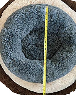 Self-Warming and Calming 100% Cotton-Filled Nesting Pet Bed (Multiple Sizes and Colors), Anti-Slip Bottom, Machine Washable (Large, Dark Grey)