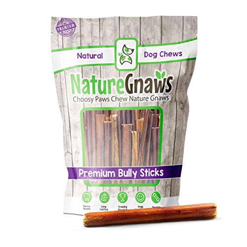 Nature Gnaws Bully Sticks for Dogs - Premium Natural Tasty Beef Bones - Simple Long Lasting Dog Chew Treats - Rawhide Free - 6 Inch (1 Lb) - Mixed Thickness