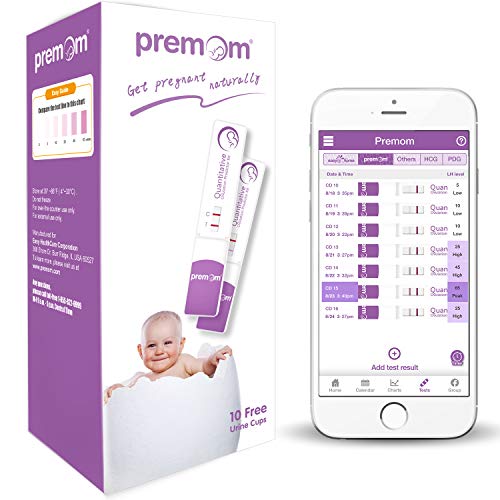 Premom Quantitative Ovulation Test Dip Card, Ovulation Predictor Kit with Digital Ovulation Reader APP, Numerical Ovulation Tests, 10 FREE urine CUPS included,10 LH Tests