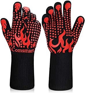 BBQ Gloves, 1472°F Heat Resistant Grilling Gloves Silicone Non-Slip Oven Gloves Long Kitchen Gloves for Barbecue, Cooking, Baking, Cutting
