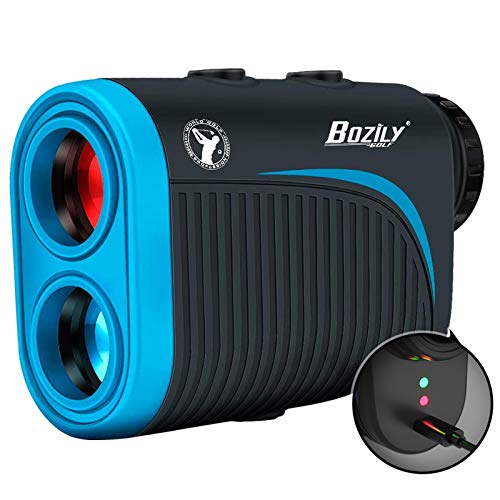 Bozily Golf Rangefinder with Slope, 6X Rechargeable Laser Range Finder with Charging Cord, 1200 Yards Flag-Lock, Slope ON/Off, Continuous Scan Support - Tournament Legal Golf Rangefinder