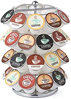 Nifty Coffee Pod Carousel  Compatible with K-Cups, 40 Pod Pack Storage, Spins 360-Degrees, Lazy Susan Platform, Modern Chrome Design, Home or Office Kitchen Counter Organizer