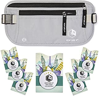 VENTURE 4TH RFID Money Belt For Travel: The Trusted Hidden Waist Stash for Men and Women (Silver + RFID Sleeves)