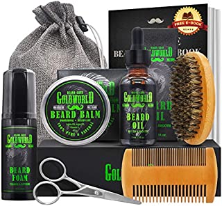 Beard Kit,Beard Growth Kit,Beard Grooming Kit,w/Beard Foam/Shampoo/Wash,Growth Oil,Balm Conditioner,Brush,Comb,Mustache Scissor,Storage Bag,E-Book,Beard Care&Trimming Trimmer Kit Gifts for Men Him