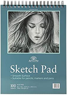 100 Sheets 9 x 12 Inch Smooth Sketchpad for Drawing Pencils Pens Markers Sketching Coloring Sketch Pad Spiral Bound Sketchbook