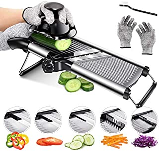 Mandoline Food Slicer Adjustable Thickness for Cheese Fruits Vegetables Stainless Steel Food Cutter Slicer Dicer with Extra Brush and Blade Guard for Kitchen